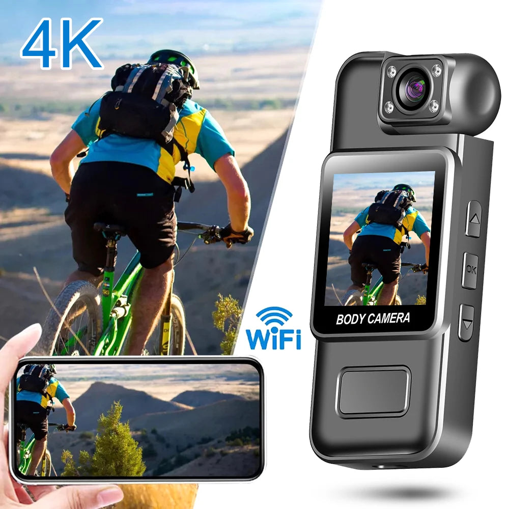 4K Ultra HD Wifi Camera Digital Video Mini Portable Handheld Law Enforcement Recorder 180° Rotatable Lens Outdoor Sports Camera