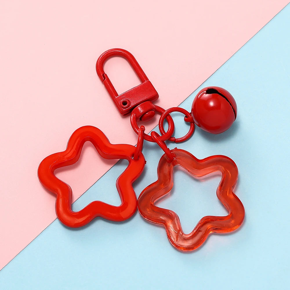 Star Charm Bell Bead Keychain Pendant