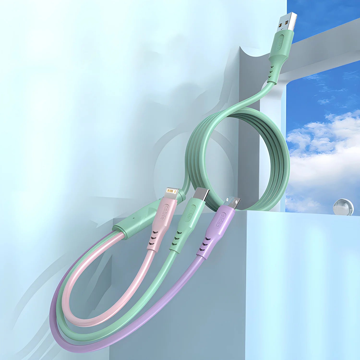 3 in1 Charging Cable Multi Usb Port Multiple Usb Charging Cord