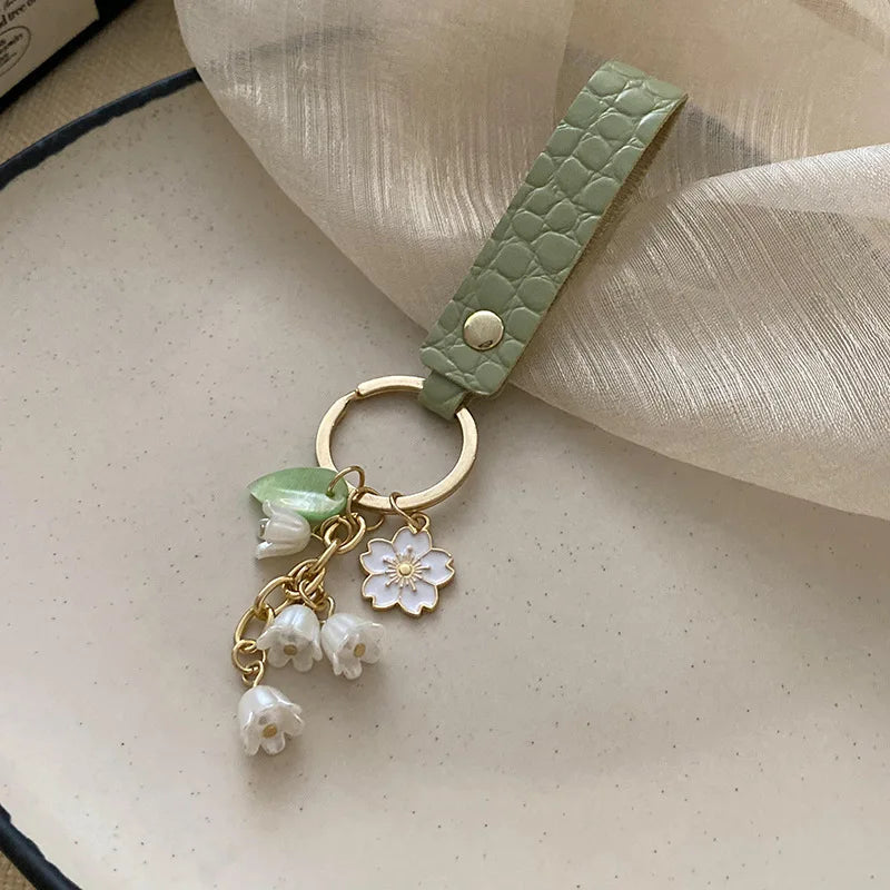 Lily of the Valley Flower Keychain for Women