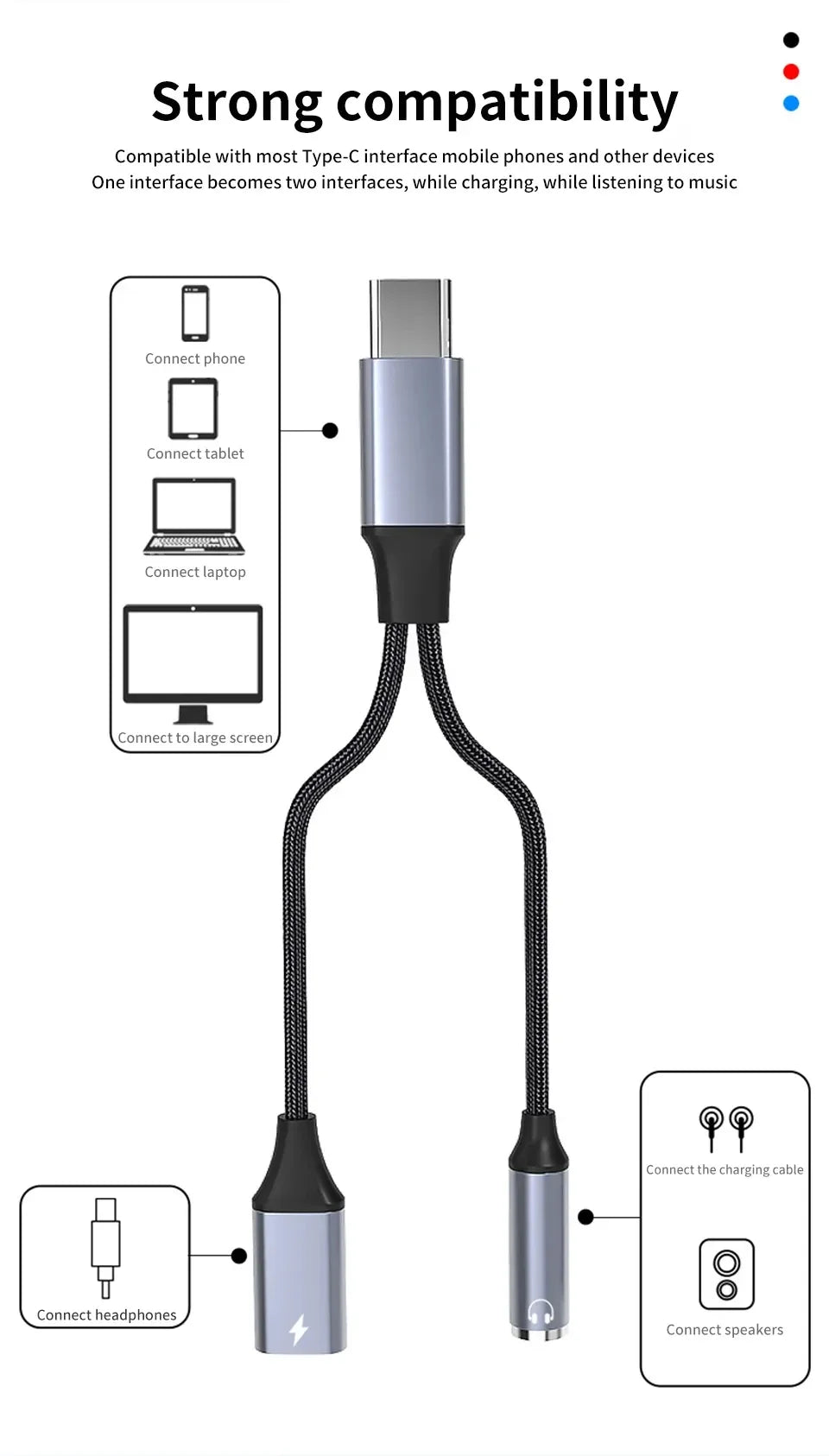 USB-C to 3.5mm Headphone Jack Adapter with PD 60W