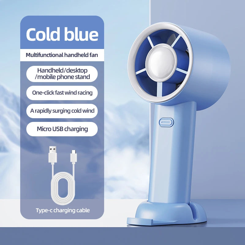 Mini Handheld Fan With Power Display 100 Wind Speeds  Personal Highspeed Fan Rechargeable Mute Handheld Fan Air Calculating Fan