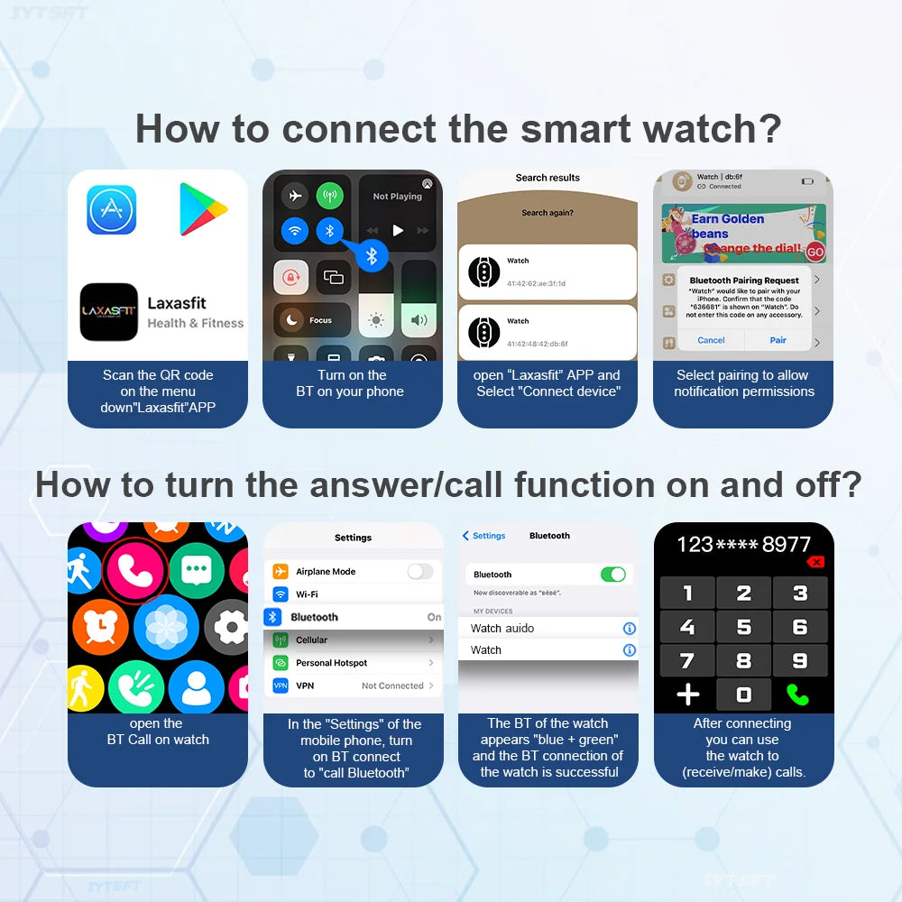LAXASFIT Smart Watch Bluetooth Call Function Heart Rate Monitor Sports Watch for Android IOS Men Women Message Alert Fitness Tracker