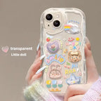 Korean 3D Bear Lanyard Clear iPhone Case