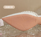 High Heeled Shoes Women's Sandals with A Thin Heel and Pointed Toe A Straight Cut Lace Surface White Pearl Bridal Shoes Women