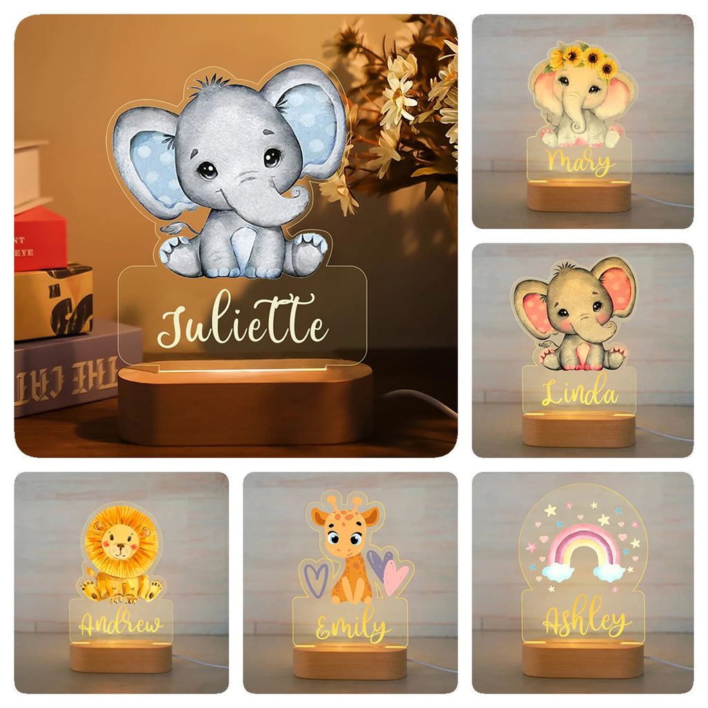 Custom Name Animal Night Light for Kids