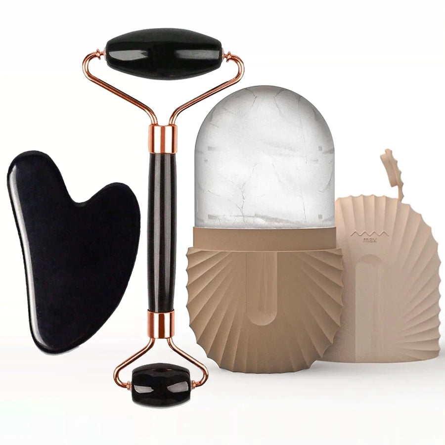 Ice Face Roller & Gua Sha Skincare Set