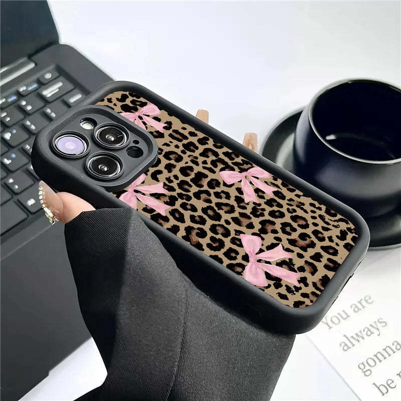 Leopard Print Bow iPhone Case – Shockproof