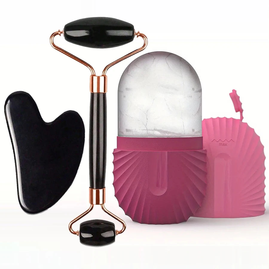 Ice Face Roller & Gua Sha Skincare Set