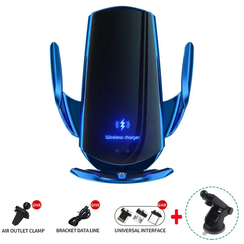 VIKEFON 15W Wireless Car Charger Mount Automatic Phone Holder for iPhone Samsung Fast Charging Magnetic Infrared Induction