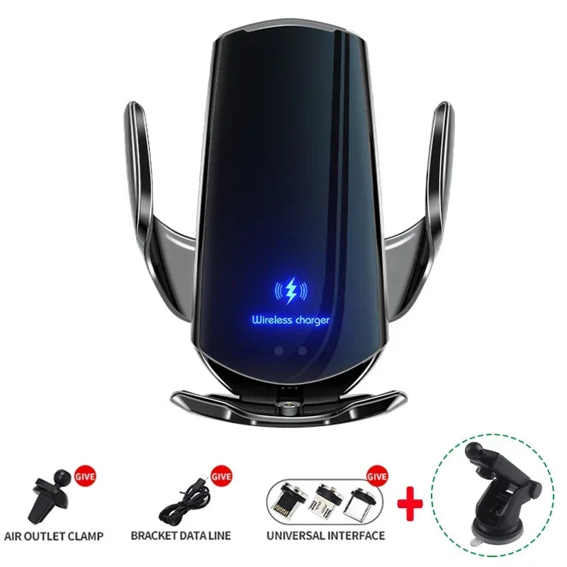 VIKEFON 15W Wireless Car Charger Mount Automatic Phone Holder for iPhone Samsung Fast Charging Magnetic Infrared Induction