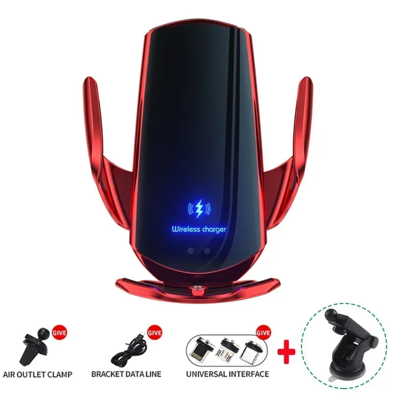 VIKEFON 15W Wireless Car Charger Mount Automatic Phone Holder for iPhone Samsung Fast Charging Magnetic Infrared Induction