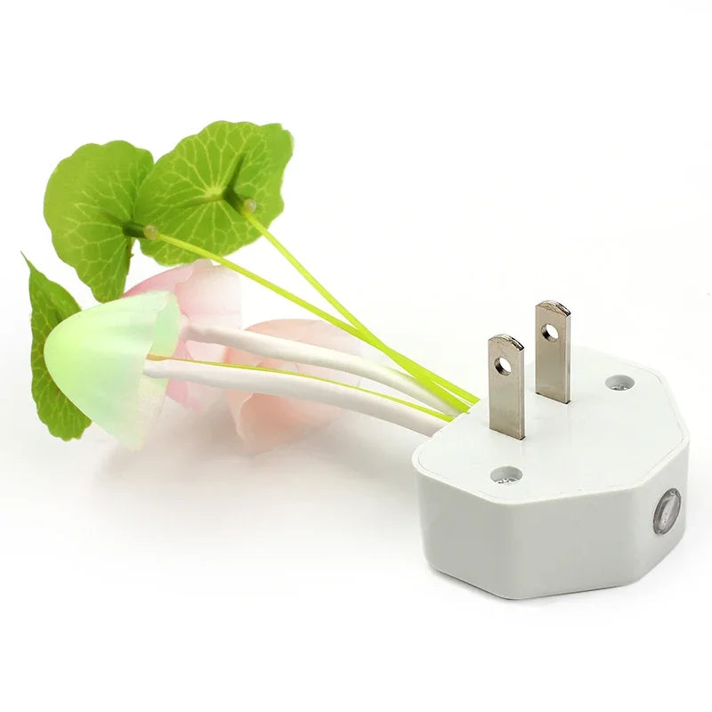 HOMEFISH Novelty Mushroom Fungus Night Light EU & US Plug Light Sensor 220V 3 LED Colorful Mushroom Lamp Led Night Lights