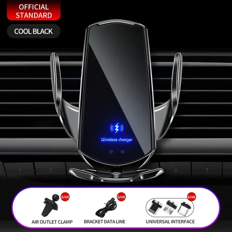 VIKEFON 15W Wireless Car Charger Mount Automatic Phone Holder for iPhone Samsung Fast Charging Magnetic Infrared Induction