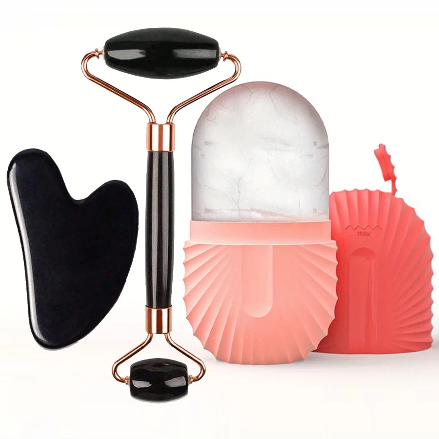 Ice Face Roller & Gua Sha Skincare Set
