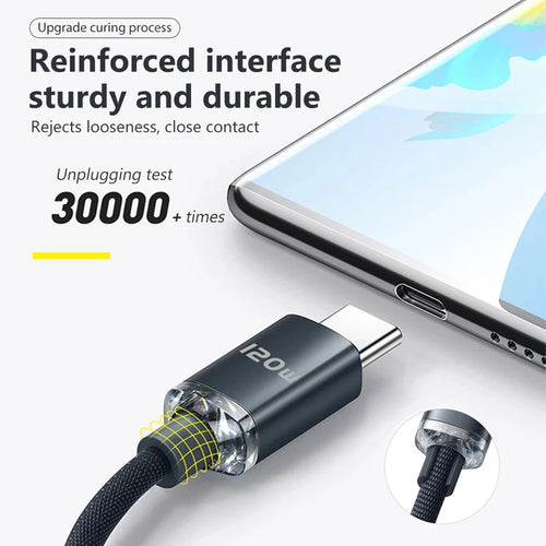 120W USB-C to USB-C Fast Charging Cable for Samsung & Android