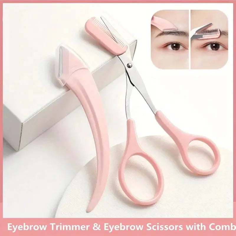 Eyebrow Trimmer Set with Razor & Scissors