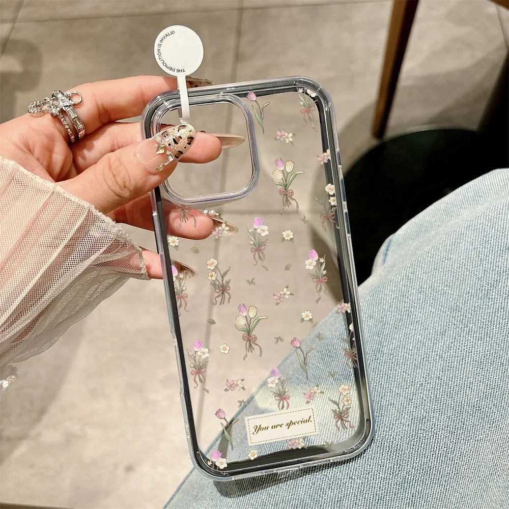 2-in-1 Candy Color Flower iPhone Case – Soft TPU Cover