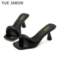 Green Silver High Heel Slippers Women Open Toe Slingback Sandals Female Pumps Square Toe Summer Simple Designer Heeled Sandals