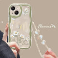 Clear Floral Print Wavy Edge iPhone Case