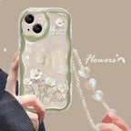 Clear Floral Print Wavy Edge iPhone Case