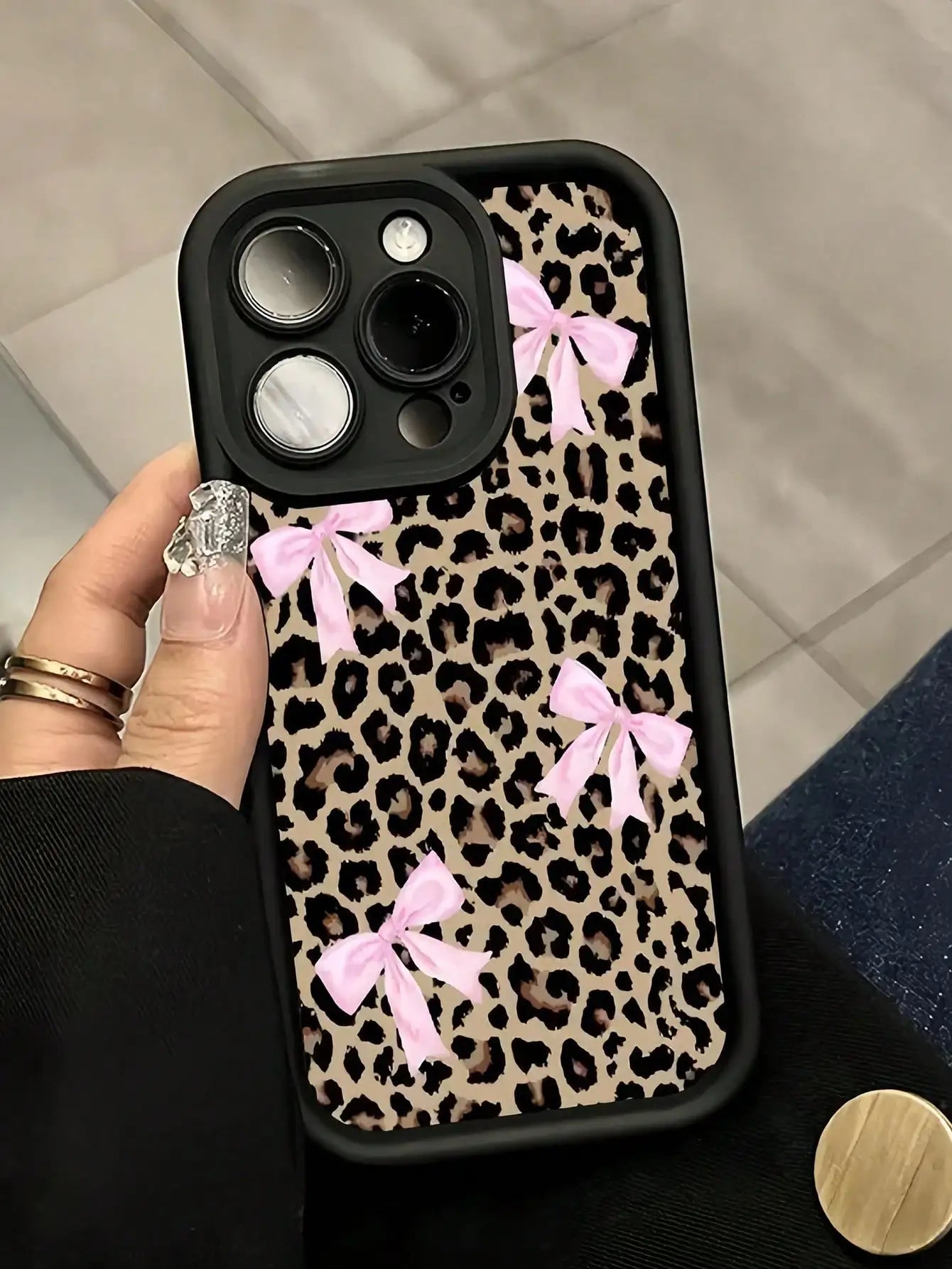 Leopard Print Bow iPhone Case – Shockproof