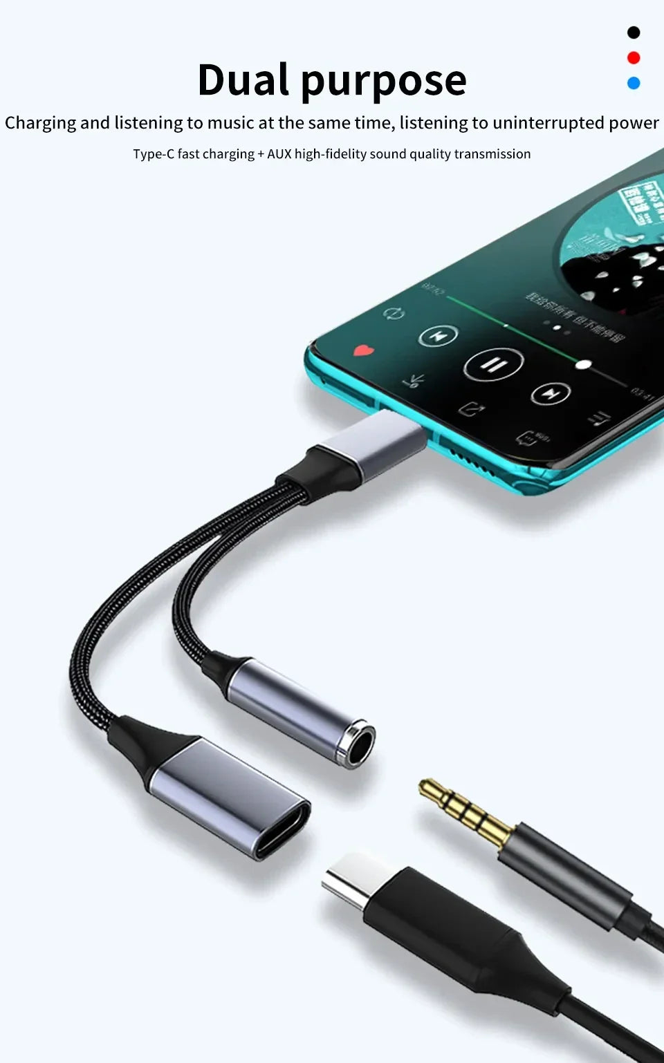 USB-C to 3.5mm Headphone Jack Adapter with PD 60W