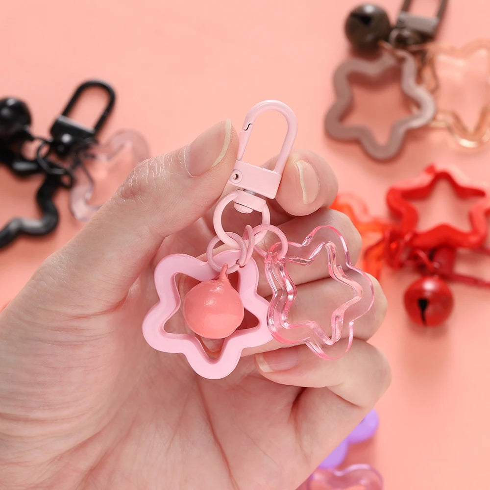 Star Charm Bell Bead Keychain Pendant