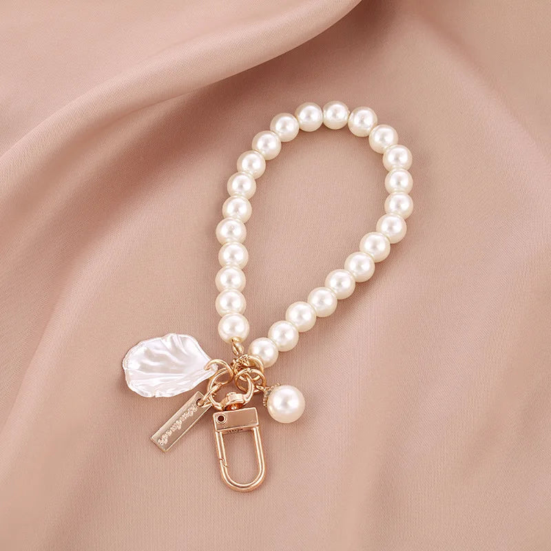 Pearl Bead Shell Keychain Charm for Women
