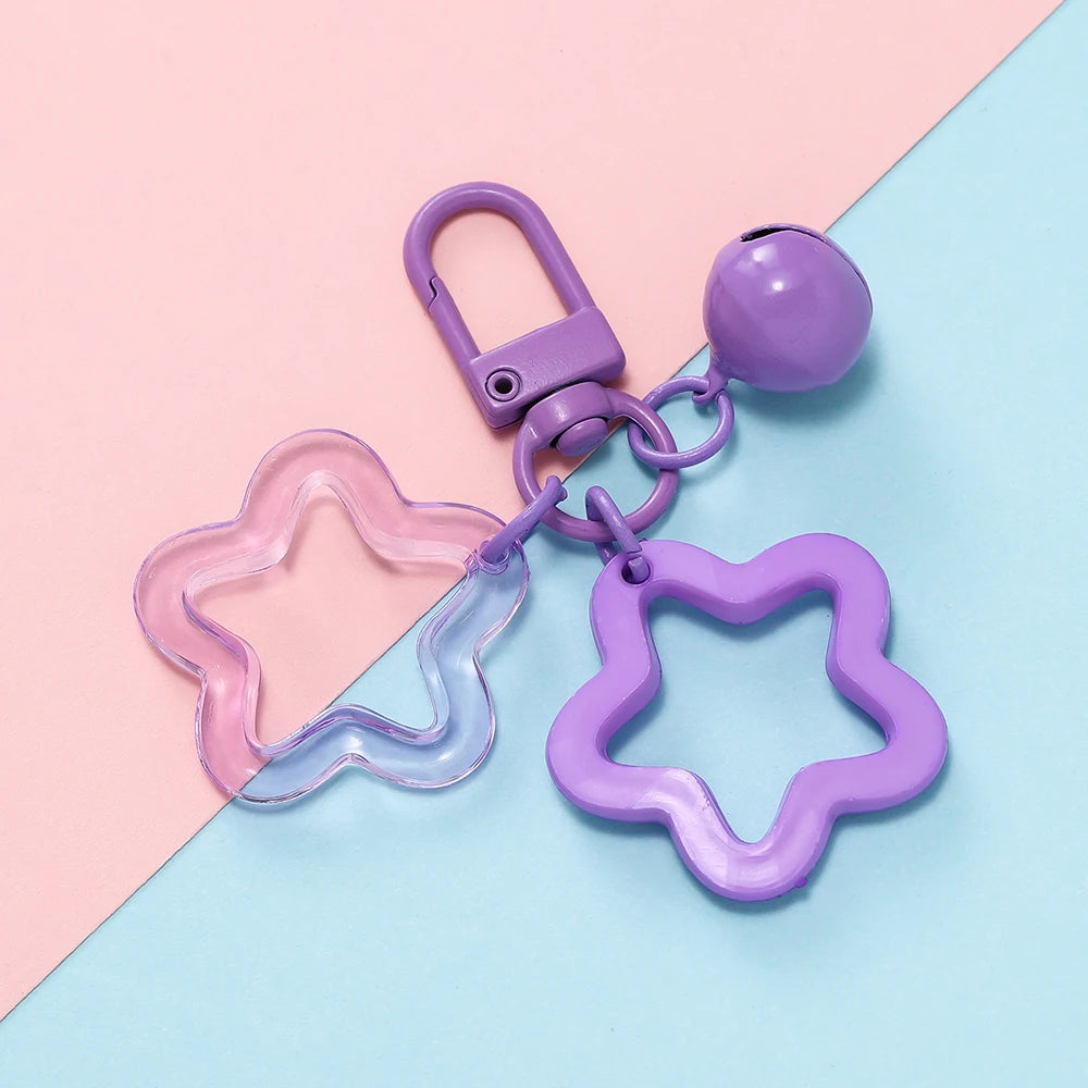 Star Charm Bell Bead Keychain Pendant