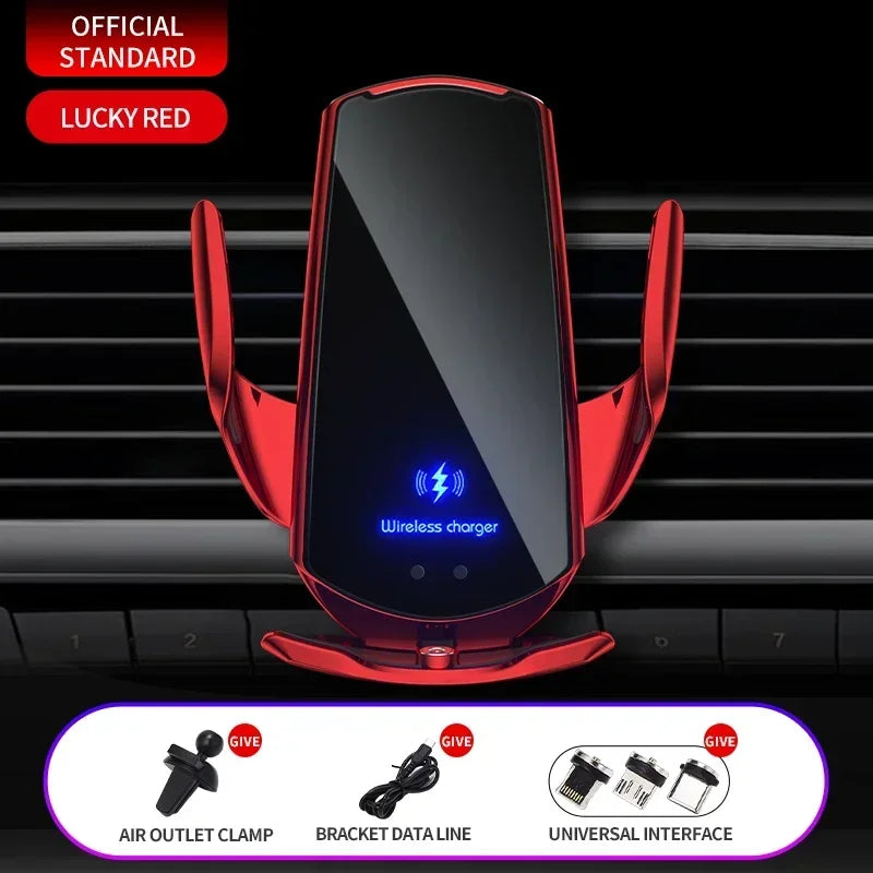VIKEFON 15W Wireless Car Charger Mount Automatic Phone Holder for iPhone Samsung Fast Charging Magnetic Infrared Induction
