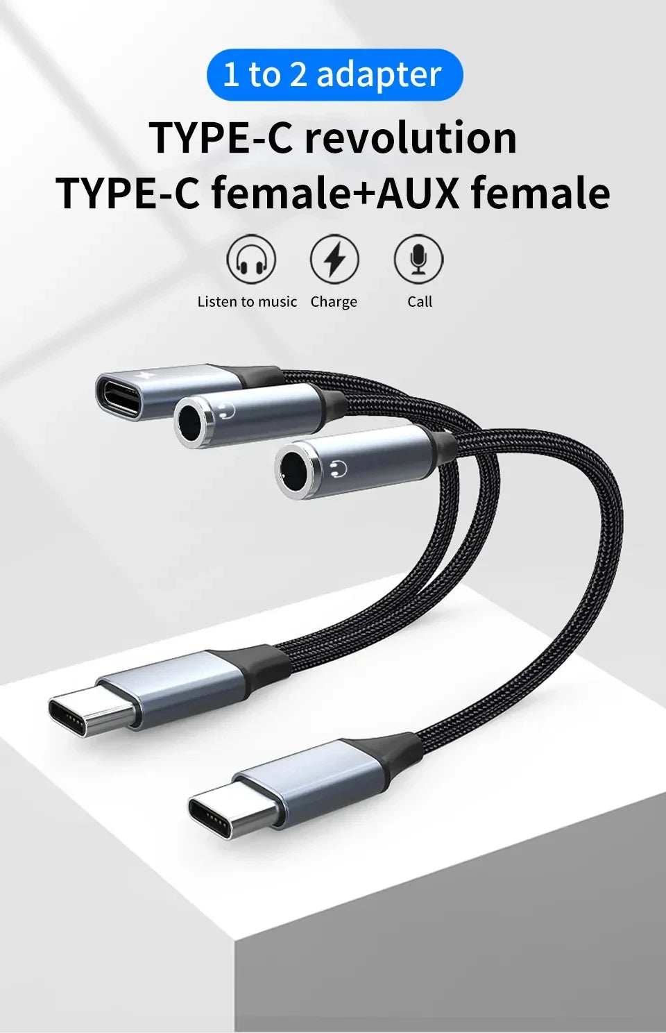 USB-C to 3.5mm Headphone Jack Adapter with PD 60W