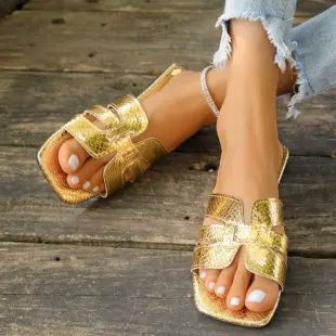 Summer Women's Slippers Lightweight Open Toe Casual Flat Sandals Comfortable Slip-On