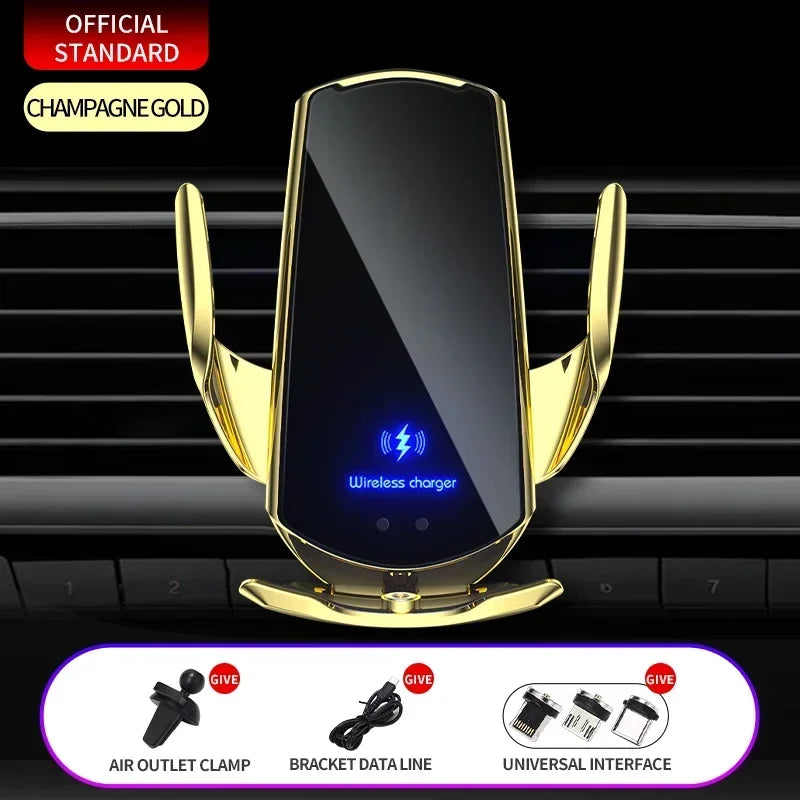 VIKEFON 15W Wireless Car Charger Mount Automatic Phone Holder for iPhone Samsung Fast Charging Magnetic Infrared Induction
