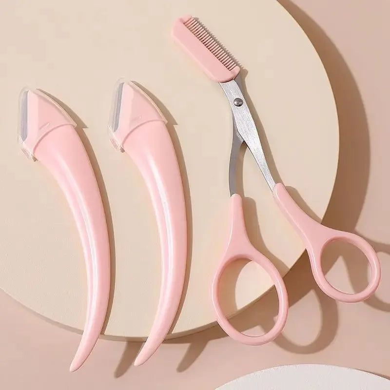 Eyebrow Trimmer Set with Razor & Scissors