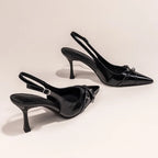 Fashionable Pointed Toe Shallow Mouth New High-heeled Shoes Summer Elegant Buckle Decorated Stiletto Black Women's Shoes NO:602