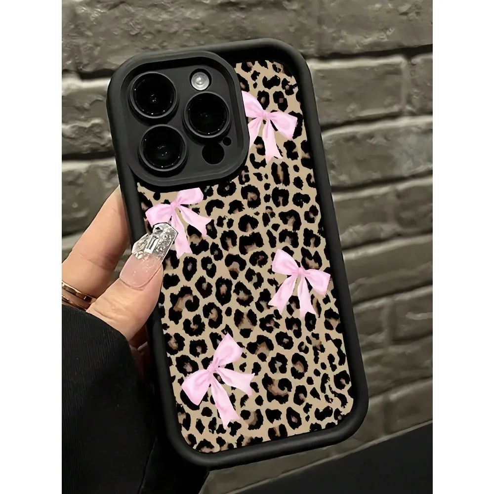 Leopard Print Bow iPhone Case – Shockproof