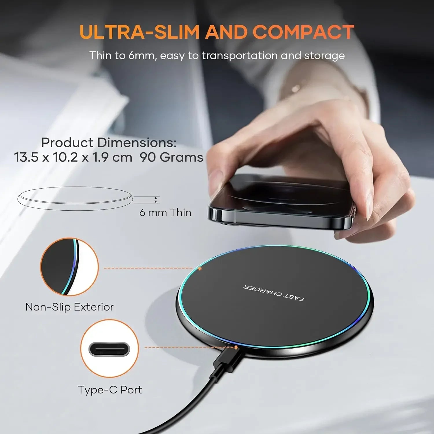 LED Fast Wireless Charging Stand Universal Charger Dock Pad for iPhone 17 16 15-8 Series Samsung S24/S23/S22/S21 Xiaomi Huawei