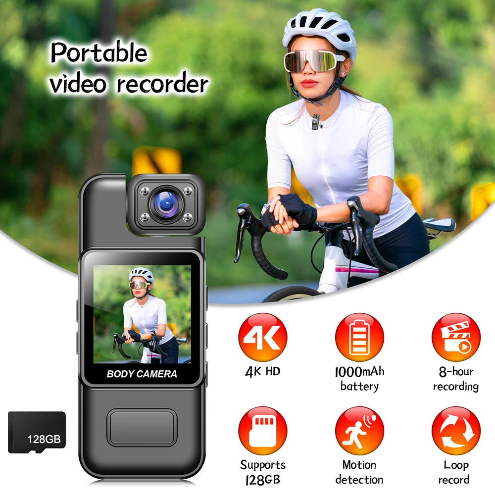 4K Ultra HD Wifi Camera Digital Video Mini Portable Handheld Law Enforcement Recorder 180° Rotatable Lens Outdoor Sports Camera