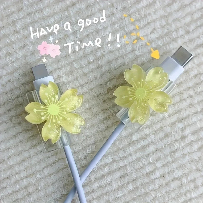 Cute Flower Cable Protector & Cord Winder – 2pcs