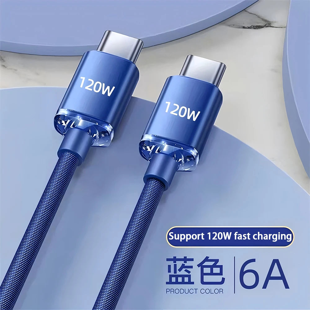 120W USB-C to USB-C Fast Charging Cable for Samsung & Android