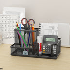 3-Compartment Mesh Desk Organizer with Pen Holder
