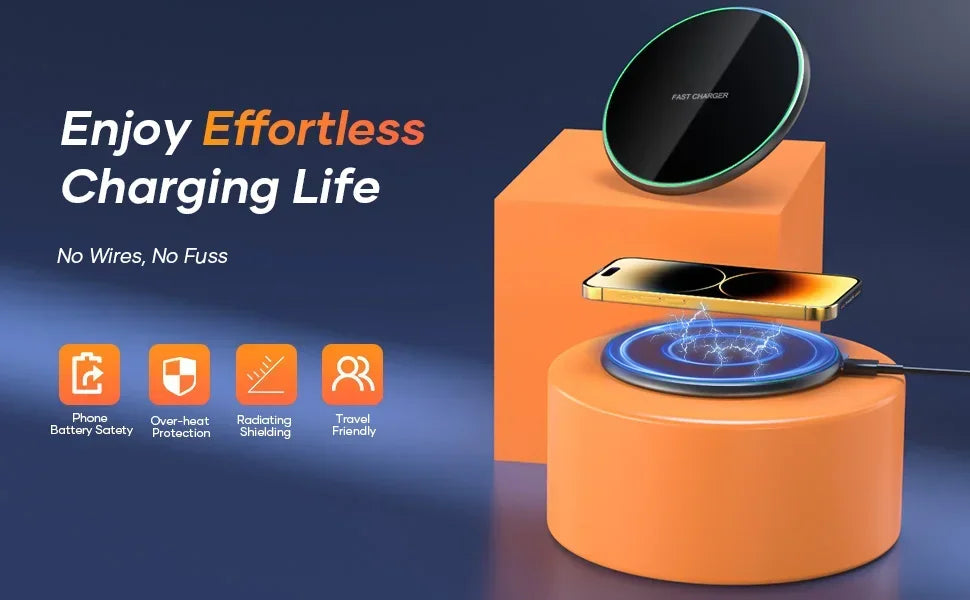 LED Fast Wireless Charging Stand Universal Charger Dock Pad for iPhone 17 16 15-8 Series Samsung S24/S23/S22/S21 Xiaomi Huawei