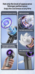 Mini Handheld Fan With Power Display 100 Wind Speeds  Personal Highspeed Fan Rechargeable Mute Handheld Fan Air Calculating Fan