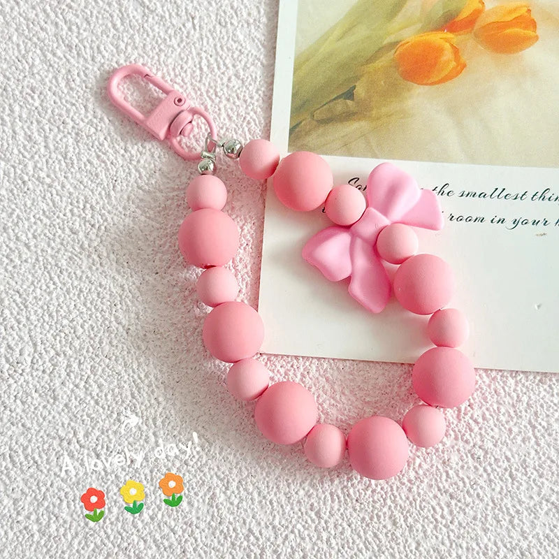Pink Pearl Bow Keychain & Phone Chain