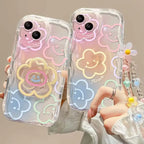 Clear Floral Print Wavy Edge iPhone Case