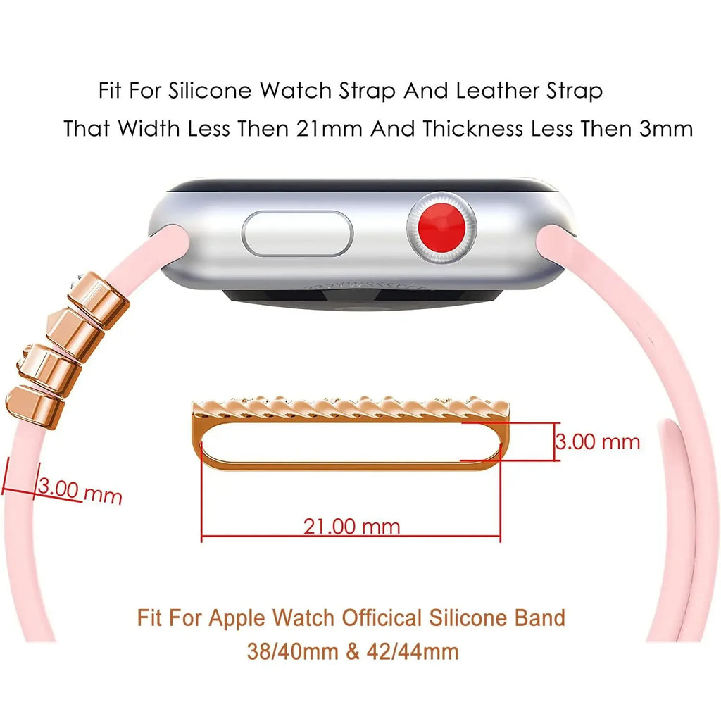 4pcs Butterfly Flower Watchband Ring Loops Nails Studs, Cute Rhinestone Watch Strap Charms Decorations For Iwatch Watchband