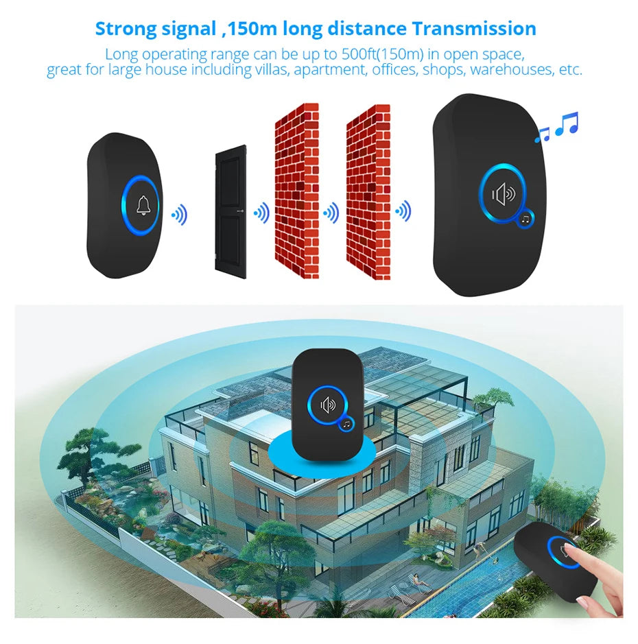 Wireless Doorbell Kit – Waterproof with Plug-In Receiver