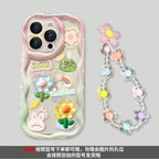 3D Cartoon Flower iPhone Case with Wrist Chain