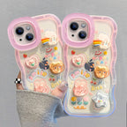 Bead Bracelet Chain Phone Holder Case For iPhone 15 16 17 14 13 12 11 Pro Max Plus XS XR 3D Rainbow Bracket Holder Stand Cover